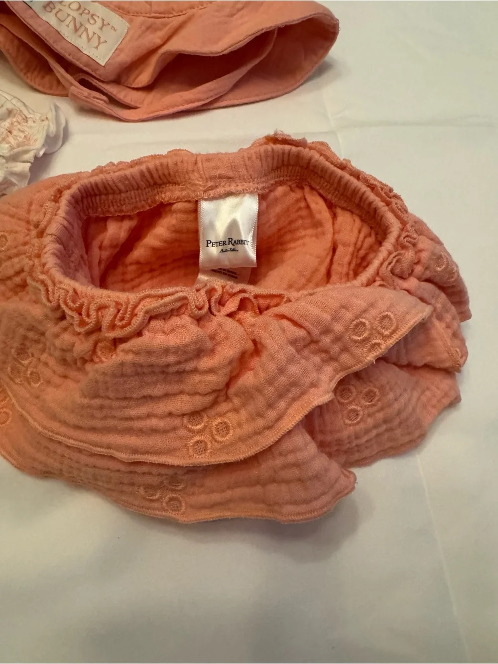 Peter Rabbit Pink Baby Sun Hat, Onesie & Ruffle Bloomers Set
